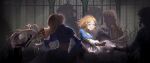  3boys 4girls absurdres blonde_hair fingerless_gloves gloves green_eyes hair_ornament highres ji_yuyun link long_hair looking_at_another multiple_boys multiple_girls open_mouth pointy_ears princess_zelda the_legend_of_zelda the_legend_of_zelda:_breath_of_the_wild 