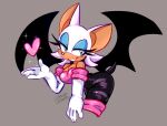  animal_ears animal_nose bat_(animal) bat_ears bat_girl bat_tail bat_wings blue_eyes blue_eyeshadow breasts cleavage danielasdoodles-art elbow_gloves eyeshadow furry furry_female gloves grey_background hand_up heart highres looking_to_the_side makeup rouge_the_bat signature solo sonic_(series) tail white_fur white_gloves wings 