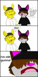 2010 aliasing anthro black_clothing black_hat black_headwear black_shirt black_text black_topwear black_whiskers blonde_hair blue_eyes bluekyokitty brown_body brown_fur brown_hair canid canine canis clothed clothing comic dialogue digital_drawing_(artwork) digital_media_(artwork) domestic_dog dress_shirt duo english_text eye_through_hair felid female flat_colors fur grey_body grey_clothing grey_fur grey_hat grey_headwear grey_nose hair hair_over_eyes hat headgear headwear humor mammal open_mouth pantherine pink_inner_ear pink_nose pink_tongue sebdoggo shirt simple_background speech_bubble text tiger tomboy tongue topwear translucent translucent_hair whiskers white_background white_clothing white_shirt white_topwear yellow_body yellow_fur 