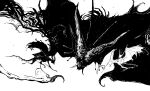  black_background dark_souls_(series) dark_souls_iii demon_from_below_(dark_souls) demon_in_pain_(dark_souls) demon_prince_(dark_souls) fangs highres horns looking_at_another monster muraena_(joyfulmuraena) teeth white_background wings 