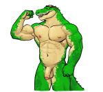  anthro balls biceps casual_nudity crocodile crocodilian crocodylid deltoids flaccid foreskin genitals green_body green_scales hi_res humanoid_genitalia humanoid_hands humanoid_penis male manly muscular muscular_anthro muscular_male navel nipples non-mammal_balls non-mammal_navel non-mammal_nipples pecs penis renekton reptile scales scalie solo teeth yeshh 