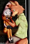  2023 absurd_res anibaruthecat anthro canid canine clothed clothing digital_media_(artwork) disney duo eyebrows fingers footwear fox green_eyes hi_res judy_hopps long_ears mammal nick_wilde shoes sitting smile zootopia 