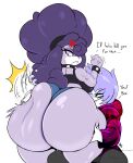  anthro big_breasts big_butt breasts butt butt_slap canid canine canis clothing collar domestic_dog female hair hi_res hoodie huge_butt hyper hyper_butt kirbot12 mammal poodle purple_hair slap spiked_collar spikes thick_thighs topwear 