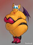  anthro bat big_breasts breasts cleavage clothed clothing eyeshadow female fur huge_breasts makeup mammal overweight overweight_anthro overweight_female rouge_the_bat sega solo sonic_the_hedgehog_(series) tan_body tan_skin thick_thighs totesfleisch8 white_body white_fur wide_hips wings 