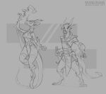  adressa_(sindri) anthro belt bottomwear breasts clothed clothing digital_media_(artwork) dragon female hi_res horn jewelry loincloth maneframe smile solo text 