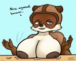  anthro areola big_areola big_breasts blue_eyes breasts brown_body brown_fur crossgender fair_argument_(meme) female fur hi_res mammal mature_female meme nipples over_the_hedge oystercatcher7 procyonid raccoon rj_(over_the_hedge) solo 