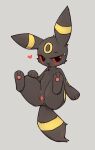  &lt;3 anus black_body black_eyes blush eeveelution female feral generation_2_pokemon genitals grey_background hi_res looking_at_viewer nintendo open_mouth park_horang pawpads pokemon pokemon_(species) pussy quadruped red_sclera simple_background solo umbreon yellow_body 