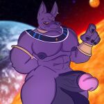  absurd_res anthro beerus big_penis dragon_ball dragon_ball_super genitals hi_res huge_penis humanoid male muscular penis possbooty solo vein veiny_penis 