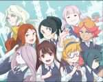  6+girls amanda_o&#039;neill barbara_parker black_hair blue_eyes braid brown_hair building closed_eyes constanze_amalie_von_braunschbank-albrechtsberger diana_cavendish glasses green_eyes green_hair hairband hanna_england jasminka_antonenko kagari_atsuko little_witch_academia long_hair lotte_jansson luna_nova_school_uniform medium_hair multicolored_hair multiple_girls neck_ribbon one_eye_covered orange_hair pink_hair ponytail qing_yang reaching red_eyes red_hair ribbon school_uniform short_hair smile sucy_manbavaran twin_braids two-tone_hair upper_body very_long_hair 