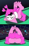  deltarune embrace feet female female/female foot_fetish from_front_position grinding happy happy_sex hi_res hug humping lying mepwep missionary_position on_back plugboy rear_view sex soles squish toes tribadism undertale_(series) vaginal virovirokun 