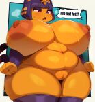  animal_crossing ankha_(animal_crossing) anthro areola berseepon09 big_breasts blue_hair bodily_fluids breasts clothing domestic_cat english_text exclamation_point felid feline felis female fist genitals hair hi_res huge_breasts huge_hips huge_thighs legwear mammal nintendo nipple_piercing nipples nude open_mouth orange_areola orange_nipples piercing purple_eyes pussy slightly_chubby solo speech_bubble sweat sweaty_breasts text thick_thighs thigh_highs wide_hips yellow_body 