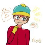  1boy english_commentary eric_cartman gloves hat hm looking_away male_focus non-web_source solo south_park upper_body yellow_gloves 