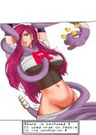  1girl arms_up bound breasts fishnets jessie_(pokemon) midriff navel no_bra notwankzey open_mouth pokemon pokemon_(anime) pokemon_(classic_anime) pokemon_(game) purple_hair snake stomach team_rocket team_rocket_uniform underboob vore 