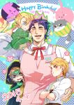  4boys :t age_regression aged_down animal_ears apron bandage_on_face bandages battle_tendency blonde_hair blue_eyes blue_hair caesar_anthonio_zeppeli cat_ears character_balloon cigarette cloak cog_hal crown diego_brando dio_brando dog_ears dual_persona happy_birthday hatoyama_itsuru heart_headband jojo_no_kimyou_na_bouken jonathan_joestar joseph_joestar joseph_joestar_(young) kakyoin_noriaki kujo_jotaro male_child multiple_boys phantom_blood pout rabbit_ears red_eyes stardust_crusaders steel_ball_run toddler 