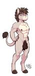  animal_genitalia anthro asinus brown_hair donkey equid equine everett_(tenpoundhammer) fingernails fur genitals grey_body grey_fur hair hi_res hooves male mammal muscular muscular_anthro muscular_male nails rick_griffin sheath solo 