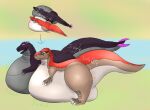  2_fingers 3_toes after_vore claws dragon duo eyewear feet feral fingers glasses grey_claws grey_horn horn huge_belly ingeir_palar male multicolored_body obese obese_feral obese_male overweight overweight_feral overweight_male purple_body purple_eyes tail toes vore white_claws yellow_eyes 