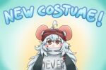  1girl :&lt; ahoge animal_ears blush_stickers brown_eyes el_aberracion g11_(girls&#039;_frontline) girls&#039;_frontline grey_hair highres long_hair mouse_ears official_alternate_costume solo upper_body very_long_hair 