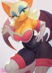  anthro aruurara bat breasts brown_body clothed clothing female green_eyes hi_res mammal membrane_(anatomy) membranous_wings rouge_the_bat sega simple_background smile solo sonic_the_hedgehog_(series) wings 
