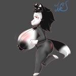  2023 absurd_res abyssal_wolf anthro big_breasts black_body black_eyes black_fur black_hair black_nipples bouncing_breasts breasts canid canine canis female fur hair hi_res huge_breasts mammal mask multicolored_body nipples renv running scp-1471 scp-1471-a scp_foundation short_stack signature skull_mask solo two_tone_body white_body white_fur wobbling wolf wolf_tail 