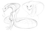  &lt;3 anthro apode breasts cobra draconcopode female forked_tongue hi_res legless line_art looking_at_viewer lying naga nipples non-mammal_breasts nude on_front reptile scalie seductive serpentine side_view simple_background sketch smile smiling_at_viewer snake solo tongue tongue_out w4g4 white_background 