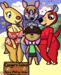  &lt;3 &lt;3_eyes animal_crossing anthro aroused bedroom_eyes big_breasts bodily_fluids bottomless breasts cleavage clenched_teeth clothed clothing drooling female group imminent_sex in_heat kangaroo klutzatdusk koharu_(animal_crossing) lagomorph leporid licking licking_lips macropod male male/female mammal marcy_(animal_crossing) marsupial mature_female narrowed_eyes nintendo pulling_clothing rabbit saliva seductive size_difference smaller_male tail tail_motion tailwag teeth tongue tongue_out valise_(animal_crossing) 