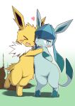  &gt;_&lt; &lt;3 2023 4_toes ambiguous_gender blue_body blue_fur blush bodily_fluids brown_body brown_fur canid clothing digital_media_(artwork) digitigrade duo_focus eevee eeveelution embrace eyes_closed feet feral footwear fur generation_1_pokemon generation_4_pokemon glaceon gloves_(marking) green_body green_fur group happy hi_res hug jolteon kemono koorinezumi looking_at_viewer mammal markings neck_tuft nintendo open_mouth open_smile paws pokemon pokemon_(species) quadruped smile smoke socks standing sweat sweatdrop tail toes trio tuft white_body white_fur yellow_body yellow_fur 