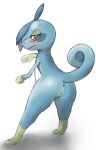  amphibian anus blush butt drizzile female feral generation_8_pokemon genitals hi_res looking_back nintendo pokemon pokemon_(species) presenting pussy raised_tail rear_view solo standing tail traditional_media_(artwork) yang_(artist) 