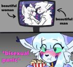  &lt;3 2022 anthro bisexual blue_eyes blush blush_lines canid canine canis eating felid feline female food fur group holding_face humor lenix_(lenixtt) lenixtt lynx male male/female mammal meme popcorn popcorn_bag purple_body purple_fur romantic romantic_ambiance romantic_couple simple_background staring_into_eyes striped_body striped_fur stripes television trio tv_show watching_tv white_body white_fur wolf 