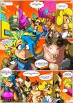  activision anthro bandicoot big_breasts blush breasts brown_body clothed clothing coco_bandicoot comic crash_bandicoot crash_bandicoot_(series) crocodilian dingodile doctor_neo_cortex female fully_clothed group hair hi_res human lips mad-project male mammal marsupial mohawk multicolored_hair overweight overweight_male pirate_tawna reptile scalie sharp_teeth suspicious teeth 