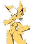  9air absurd_res anthro breasts digital_media_(artwork) eeveelution female fur generation_1_pokemon hair hi_res jolteon mammal nintendo nude pokemon pokemon_(species) simple_background smile solo white_background yellow_body yellow_fur 