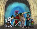  anthro armor avian bird book dinosaur dromaeosaurid druid elf feral goblin gyrotech hi_res humanoid lacertius leshy_(pathfinder) lizardman magic_user melee_weapon polearm portal reptile ruins runes scalie shield shoony silent_e spear spellbook sword theropod tribal_spellcaster utahraptor weapon 