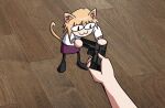  go_do_a_crime_(meme) gun highres holding holding_gun holding_weapon meme neco-arc weapon wilup wooden_floor 