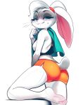  absurd_res anthro blue_eyes bodily_fluids bottomwear bra breasts butt clothed clothing eyelashes female gym_bottomwear gym_clothing gym_shorts hi_res hotpants lagomorph leporid lola_bunny long_ears looking_at_viewer looney_tunes mammal narrowed_eyes rabbit shorts side_boob sketch smile solo sports_bra sweat towel_on_shoulder tsampikos underwear warner_brothers 