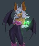  anthro bat blue_eyes blush brown_body clothed clothing female hair hi_res holding_object looking_at_viewer mammal membrane_(anatomy) membranous_wings rouge_the_bat sega simple_background siripim111 smile solo sonic_the_hedgehog_(series) white_hair wings 