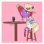  anthro arachnid arthropod asexual_pride_colors curled_hair dessert fangs female food hair hi_res ice_cream jdanieloart katil_(jdanieloart) lgbt_pride lolita_(fashion) looking_at_viewer pride_colors rococo solo spider teeth 