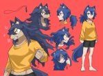  anthro bottomwear canid canine canis clothed clothing digital_media_(artwork) female fist fur hair hi_res human mammal pendant purple_hair rekidesu shorts simple_background solo sweater topwear tsukiko_(rekidesu) were werecanid werecanine werewolf wolf yellow_clothing yellow_sweater yellow_topwear 