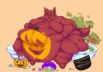  absurd_res anthro belly belly_overhang belly_painting big_belly big_butt blush bodily_fluids butt candy canid canine canis demon dessert digital_media_(artwork) fart fart_cloud fart_fetish fat_rolls food fur grabbing_belly hair hand_on_stomach hi_res huge_belly jackal male mammal milkmeats moobs morbidly_obese morbidly_obese_anthro nude obese obese_anthro overweight overweight_anthro slob smile solo sweat tail tail_motion tailwag zici_(johnnyfiveaces) 