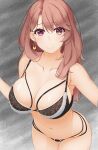  1girl bra breasts brown_eyes brown_hair cleavage collarbone commentary_request hinata_masaki large_breasts leaning_forward long_hair looking_at_viewer mature_female navel oshi_no_ko panties saitou_miyako smile solo stomach thigh_gap underwear underwear_only 