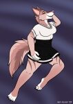  absurd_res canid canine clothing dress gender-bent gender-swap harikuran hi_res invalid_tag kinktober mammal pinup pose 