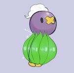  bandage_on_face black_eyes bodily_fluids dizzytizzy drifloon duo female floating generation_1_pokemon generation_4_pokemon genital_fluids green_hair grey_background hair hi_res leaf leaf_hair male male/female mouthless nintendo oddish plant plant_hair pokemon pokemon_(species) pseudo_hair purple_body purple_skin pussy_juice short_hair simple_background waddling_head white_hair 