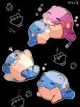  ? ^_^ alternate_color animal_focus black_background blue_skin closed_eyes colored_skin commentary_request fangs hanabusaoekaki highres no_humans open_mouth pink_skin pokemon pokemon_(creature) seal_(animal) shiny_pokemon simple_background sleeping solid_circle_eyes spheal zzz 