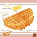  artist_logo artist_name butter commentary condensed_milk english_commentary english_text food food_focus food_name ingredients letterboxed original peanut_butter signature simple_background still_life sugar_cube waffle white_background yuki00yo 