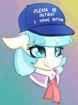  blue_eyes blue_hair bust_portrait clothing coco_pommel_(mlp) earth_pony english_text equid equine female friendship_is_magic hair hasbro hat headgear headwear hi_res horse mammal my_little_pony please_be_patient_i_have_autism pony portrait smile text witchtaunter 