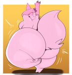  absurd_res anthro atsuineko back_boob big_breasts big_butt biped border breasts butt claws fangs female finger_claws fluffy fluffy_tail fur generation_3_pokemon gloves_(marking) half-closed_eyes hand_behind_head hi_res hindpaw huge_butt huge_hips huge_thighs hyper hyper_butt hyper_hips looking_at_viewer looking_back looking_back_at_viewer markings motion_lines multicolored_body multicolored_fur narrowed_eyes nintendo nude one_leg_up open_mouth open_smile pawpads paws pink_body pink_fur pokemon pokemon_(species) pose raised_arm raised_leg rear_view red_eyes simple_background smile smug solo standing tail teeth thick_thighs two_tone_body two_tone_fur white_body white_border white_fur yellow_background zangoose 
