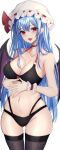  .me 1girl alternate_hair_length alternate_hairstyle bat_wings bikini black_bikini black_thighhighs blue_hair breasts cleavage cowboy_shot hat hat_ribbon highres large_breasts long_hair looking_at_viewer mob_cap navel open_mouth own_hands_together red_eyes red_ribbon remilia_scarlet ribbon simple_background solo standing swimsuit teeth thighhighs touhou upper_teeth_only white_background white_headwear wings wrist_cuffs 