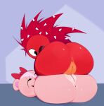  anthro anus bear big_butt bow_(feature) butt duo female female/female flaky_(htf) fur genitals giggles_(htf) hair happy happy_tree_friends hi_res mammal mu_(artist) pink_body pink_fur porcupine presenting presenting_hindquarters pussy red_hair rodent sex tribadism vaginal 