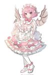  1girl 80isiiii animal animal_ears bird bird_ears bird_on_hand bird_wings blush brown_eyes brown_wings closed_mouth dress frilled_sleeves frills full_body highres long_sleeves mystia_lorelei pantyhose pink_dress pink_hair shoes short_hair simple_background smile solo sparrow touhou touhou_mystia&#039;s_izakaya white_background white_dress white_footwear white_pantyhose wide_sleeves wings 