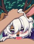  animated anthro antlers bodily_fluids clothed clothing duo fellatio genitals hand_on_head hi_res horn jackalope jett_hopscotch lagomorph male male/male mammal oral penile penis sex tears vicc4an 