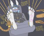  :o big_feet blush bound caroo dashy_(lynx10000) dialogue english_text eyewear feet feet_tied foot_fetish foot_focus furrowed_eyebrows glasses hi_res huge_feet imminent_tickling lagomorph leporid machine mammal open_mouth rabbit restraints scanner stocks straitjacket text toe_restraints 