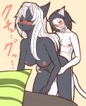  anthro black_body black_hair breasts doggystyle duo female from_behind_position hair hi_res komenuka_inaho male male/female mammal sex white_body white_hair 